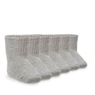 Sechs Paar graue, dicke Baby-Socken.