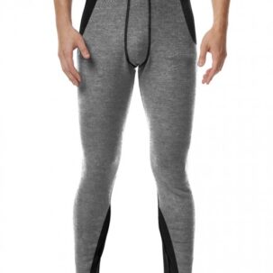 Eine graue lange Unterhose mit schwarzen Seitenakzenten.