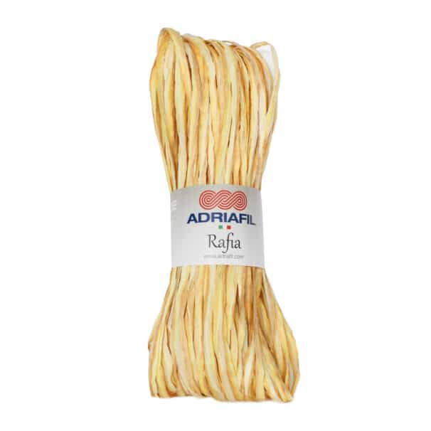Adriafil-Raffia-Garn in natürlichem Beige, verknotet für Handarbeiten.