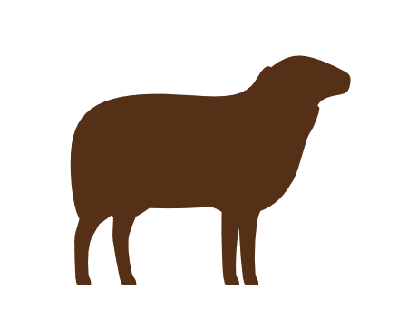 Braune Silhouette eines Schafes in seitlicher Ansicht ohne erkennbare Details.