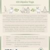 Workshop-Flyer für Reinigungsprodukte mit Alpaka-Yoga, Datum 22.05.2026, Details zu Ort, Preis und Anmeldung.